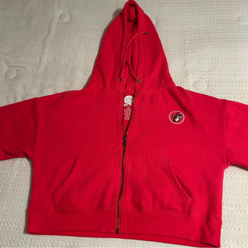 Buc-ee’s‎ Women’s Cropped Red Zip-Up Hoodie Sz XL